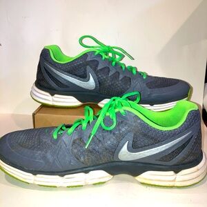 Nike Dual Fusion TR Gray Green Lime Running Shoes Size 13